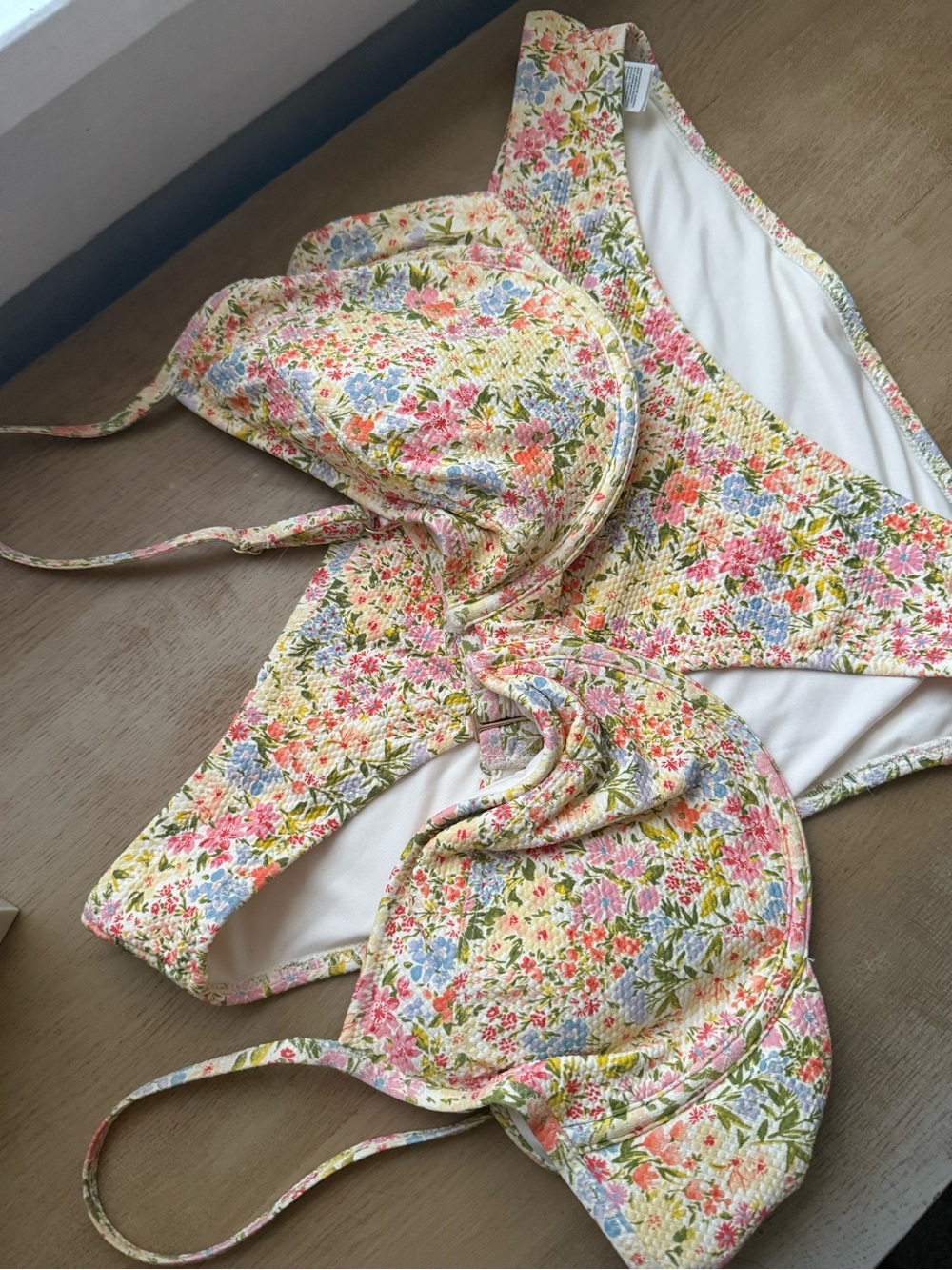 Old Navy White Bikini with Pastel Floral Design